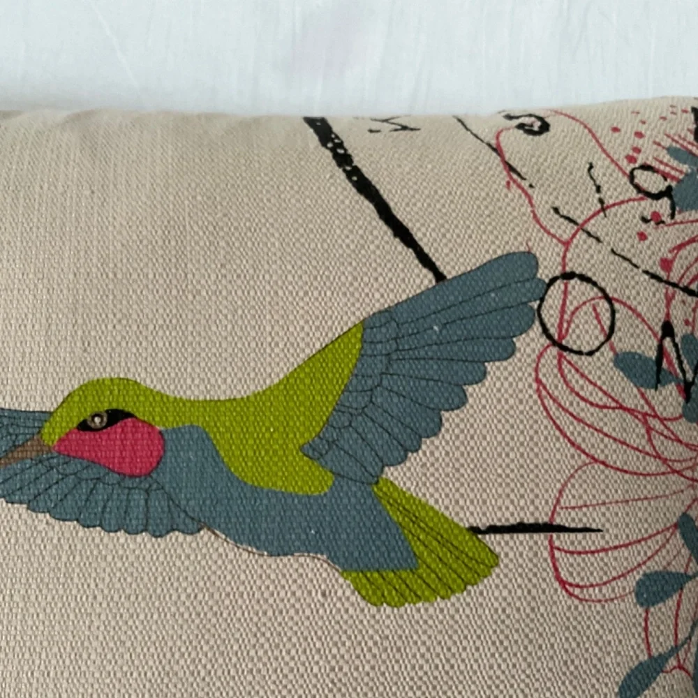Colibri Bird Floral Accent Lumbar Throw Pillow